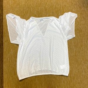 LIKE NEW white polka dot Express blouse.